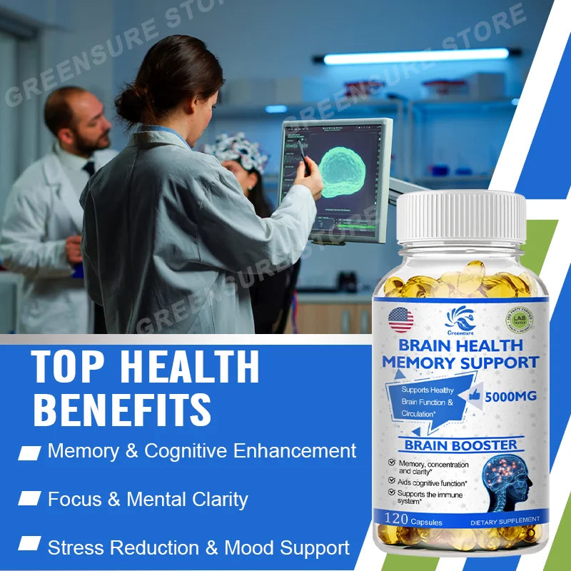 Brain Capsules with Ginkgo Biloba B6 , Memory , Focus, Intelligence, Brain Function Health