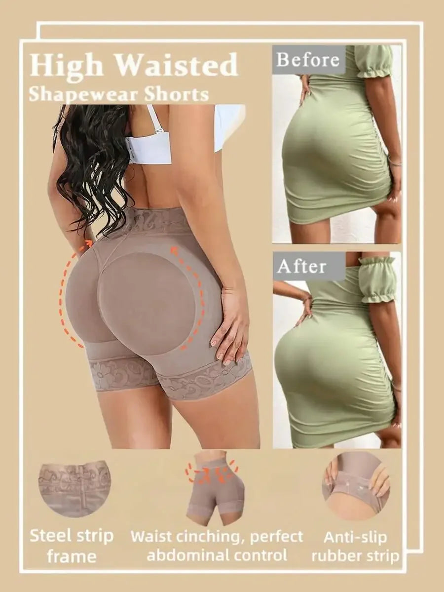 Women's High-Waisted Lace Trim Shapewear Pants - Hip Lifting, Tummy Control & Waist Slimmer For Yoga, Fitness & Everyday Wear