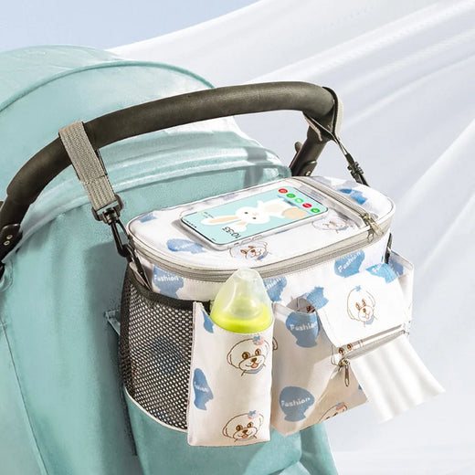Multifunction Baby Pram Organizer Oxford Cloth Large-capacity Baby Stroller Hanging Bag Diaper Bottle Storage Waterproof