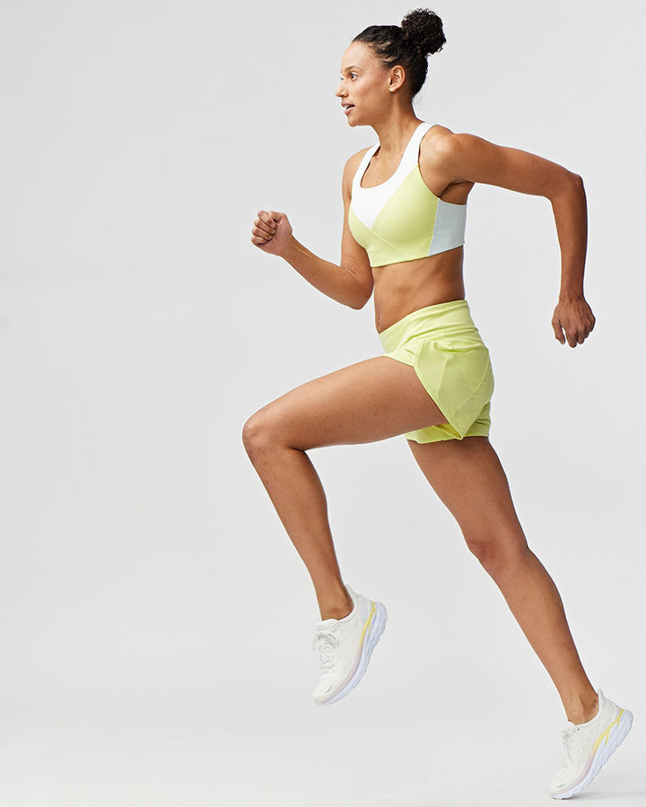 Sheva Women's High Rise Running Shorts – Silky Soft with Built-In Brief & Zip Pocket