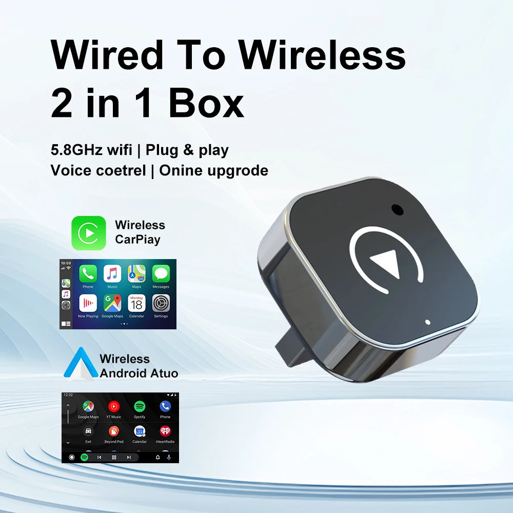 2026 NEW CarPlay/Android Auto Adapter 2-in-1 Wired to Wireless Dongle for Apple & Android Plug and Play Universal Car Accessory